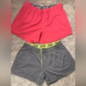 (Set) NIKE Women's Hot Pink&Gray Athletic Shorts with Nike Branded Waistband. XL